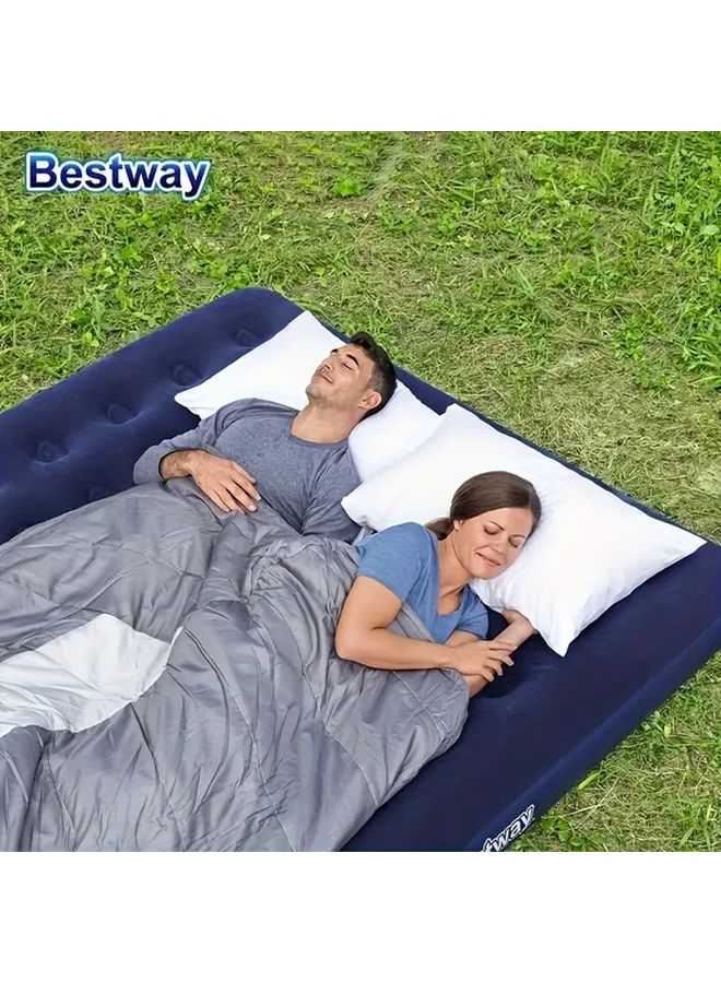 Bestway 75x54x8.75in فراش هوائي مخملي مقاوم للرطوبة للتخييم وضيوف المنزل - Image 2